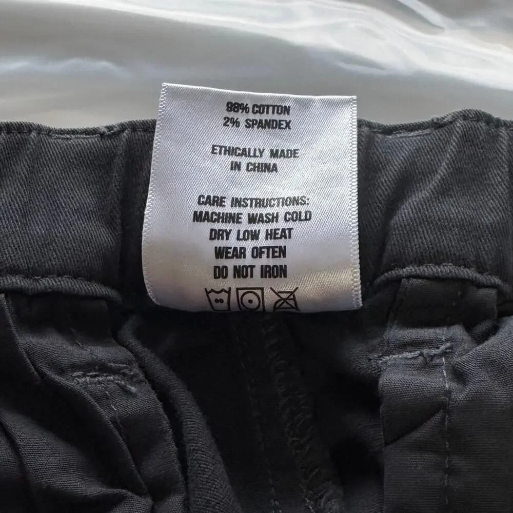Cove USA Men's Chino Pants 32x34 Charcoal Gray Elastic Waist Slim Straight